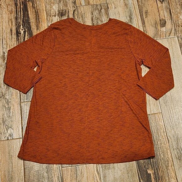 🔸️TruSelf Rust Orange Autumn/Fall Pumpkin 3/4 Sleeve Top Large - Picture 2 of 12